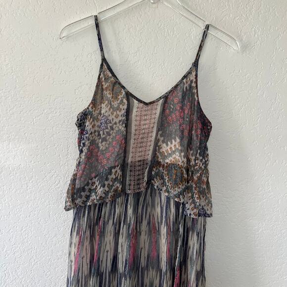 Meadow & Rue Anthropologie Josie Tiered Maxi Dress 2 Metallic Lurex Stripe - Picture 6 of 10